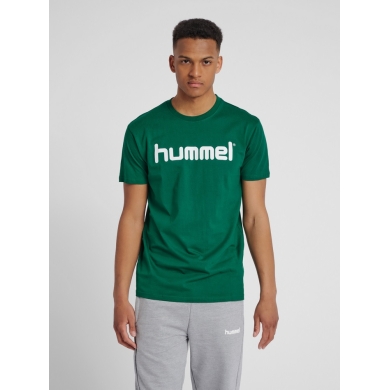 hummel Sport/Czas wolny T-shirt hmlGO Cotton Big Logo (Bawełna) Krótki rękaw ciemnozielony Mężczyźni