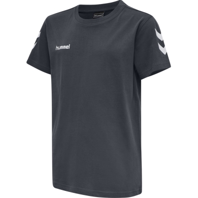 hummel Sport/Freizeit-Tshirt hmlGO Cotton (Bawełna) Krótki rękaw ciemnoszary Dzieci