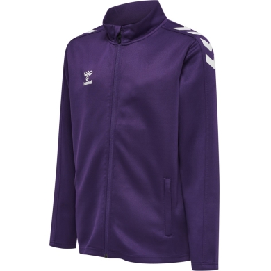 hummel Sportowa kurtka treningowa hmlCORE XK Poly Zip Sweat (materiał poliestrowy, zamek błyskawiczny z przodu) fioletowa/biała dziecięca