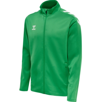 hummel Sportowa kurtka treningowa hmlCORE XK Poly Zip Sweat (materiał poliestrowy, zamek błyskawiczny z przodu) zielona Mężczyźni