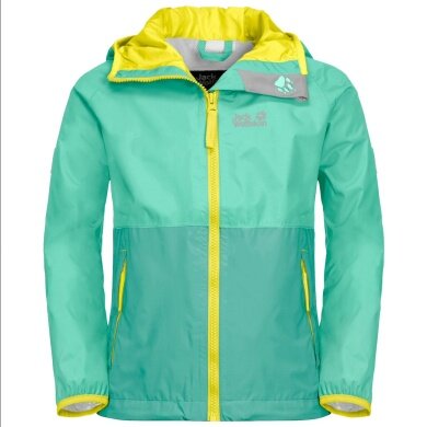 Jack Wolfskin Kurtka przeciwdeszczowa Rainy (wiatr- i wodoodporna) teal/miętowy Młodzież