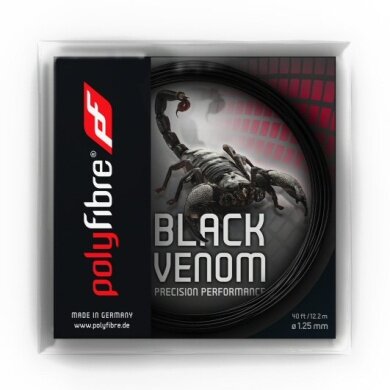 Polyfibre Sznurki tenisowe Black Venom (Trwałość+Kontrola) czarny 12m Zestaw