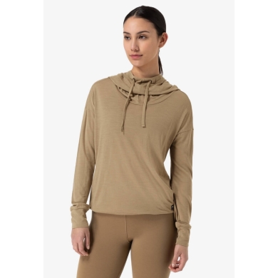 super natural Bluza z kapturem Funnel Hoodie (Wełna merino) piaskowy brąz Damska