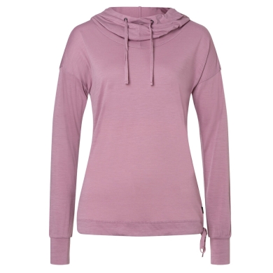 super natural Bluza z kapturem Funnel Hoodie (Wełna merino) orchidea różowa Damska