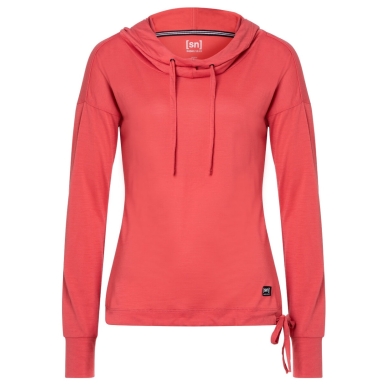 super natural Bluza z kapturem Funnel Hoodie (wełna merino) czerwona Damska