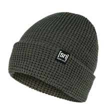 super natural zimowa czapka City Beanie (wełna merino, idealna regulacja termiczna) brązowo-zielona - 1 sztuka