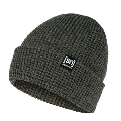 super natural zimowa czapka City Beanie (wełna merino, idealna regulacja termiczna) brązowo-zielona - 1 sztuka