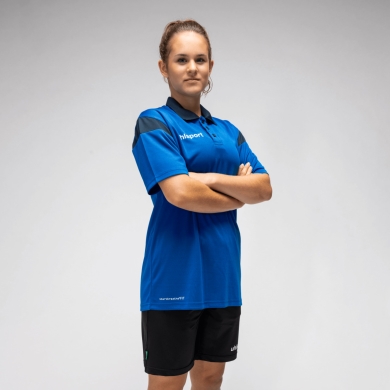 uhlsport Polo sportowe Squad 27 (100% rec. poliester) azurblau/marineblau mężczyźni